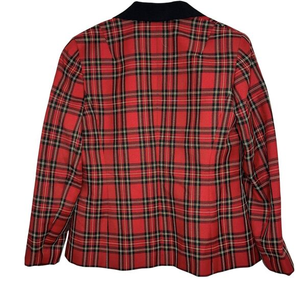 Black Label Evan-Picone Blazer Womens 8 Red Plaid Tartan One Button Jacket - Picture 5 of 8